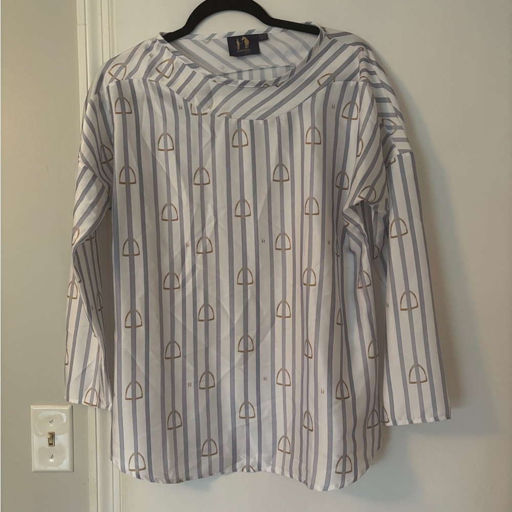 Rönner Equestrian Stirrup Print Blouse, Size 6